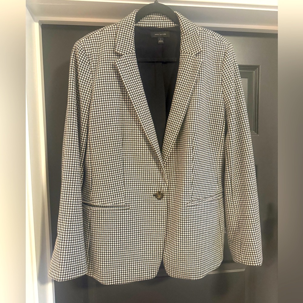 Ann Taylor Houndstooth Blazer Size 14 Tall